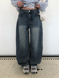 Swan Washing Denim Pocket Wide Pants