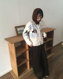 Nekan Nordic collar wood button knit cardigan
