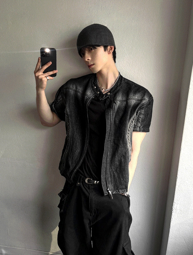 black up China leather jacket - COSYHARU | 60% - Asian