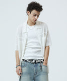 RAW CUT KNIT HALF SHIRT