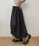 Urend Shirring Nylon Long Skirt