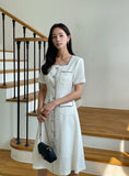 Nello Tweed Color Matching Short Sleeve One Piece