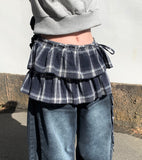 Bungee Check Tiered Layered Wrap Skirt