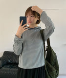 Sannive Stripe Hood Long Sleeve Tee