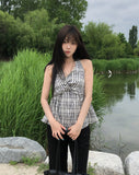 Sov Check Halter Blouse