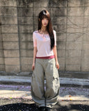 Riqui Cut Curved Wide Cargo Pants