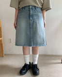 Kotaro Damaged Denim Midi Skirt