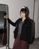 Enjet zipper pocket oversized fit boxy denim zip-up jacket