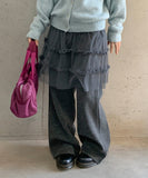 Kidu Wool Brushed Layered Skirt Pants