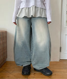 [unisex] Nabobo Washing Balloon Wide Denim Pants