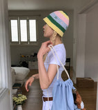 FLOWER KNITTING BUCKET HAT