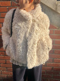 Bart High Neck Button Fur Jacket