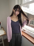 Doan Back Point Lettering V-neck Knit Cardigan