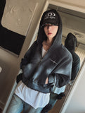 Overspray cropped hooded zip-up