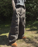 Javid wide cargo banding denim pants