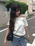 Demp One Shoulder Off Short Sleeve Loose Fit T-Shirt