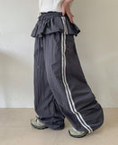 Megle Summer Track Color Matching Nylon Skirt Pants