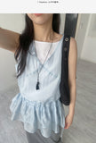 Tencel See-through Frill Sleeveless Blouse