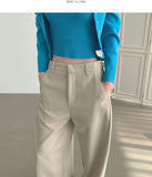 4-Season Folding Side Cut Inner Button Wide Slacks Pants