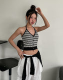 Multi strip knit halter sleeveless