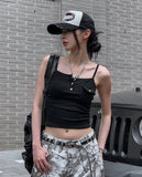 Nev one pocket button crop sleeveless (with cup)