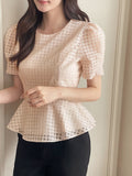 Ravidol See-through Check Puff Blouse