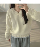 V-Neck Shirring Loose Fit Daily Knit