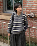 Tuttonly Button Stripe Collar Knit