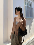 Latte Vintage Lace Strap Long Sleeve Cardigan