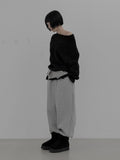 Hip sack brushed wide jogger pants