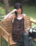 Veru Dot Frill See-through Sleeveless Layered One Piece