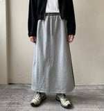 Chiloton Slit Color Matching Banding Waist Skirt