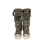 Vintage painted belted mid boots