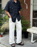 Western Linen Denim Short Sleeve Shirt