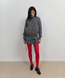 Fur Trim Jersey Zip-up