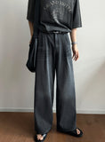 Pintuck Over Wide Denim