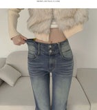 Pelvic Fever Brushed Span 2-Button Bootcut Denim Pants