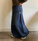 Gelott Stripe Carpenter Denim Balloon Wide Pants