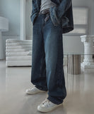 Kusi back band balloon denim pants