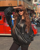 Chamber Color Matching Balloon Leather Jacket