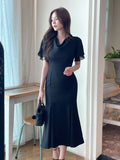 Andeu Cowl Neck Ruffle Mermaid Long One Piece