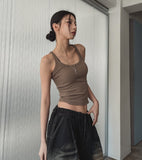 [U-BASIC] Boldy Line Ribbed Crop Sleeveless