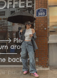 Maxi balloon snap wide denim