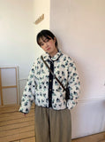 Yokone Fleece Flower Collar Jacket