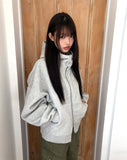 [Brushed Lining] Lao Fleece Two-Way Crop Adjust Hood Zip-Up