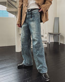 Scale panel wide denim pants