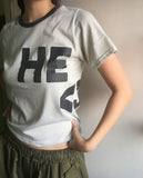 Neku Vintage Stripe Lettering Print Short Sleeve T-Shirt