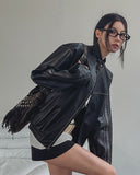 Line Washed Track Leather Jacket
