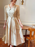Rebbe Jacquard Collar Pleated One Piece (Belt set)