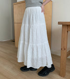 Nihato Lace Banding Tiered Long Skirt